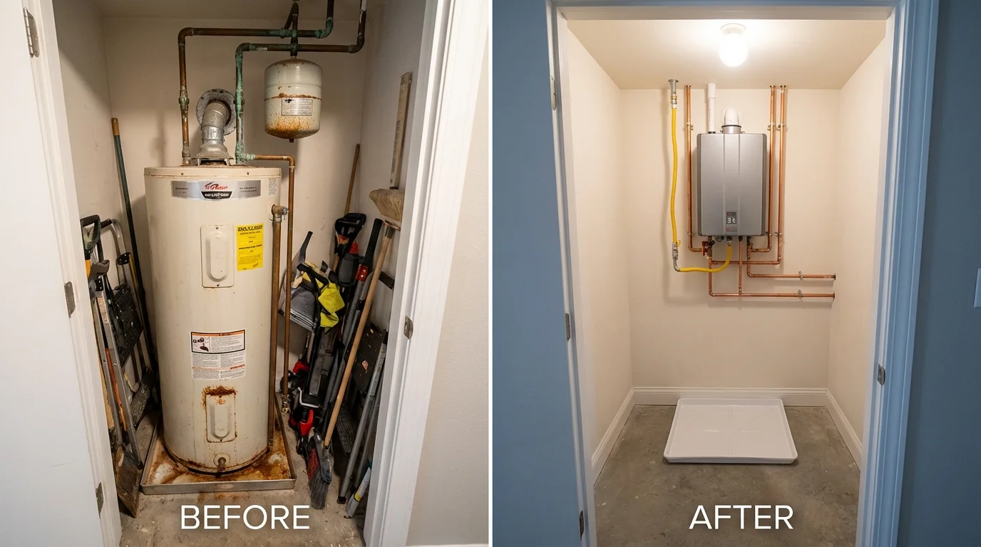 Tank water heater versus wall-mounted tankless unit comparison for Arco, ID homeowners