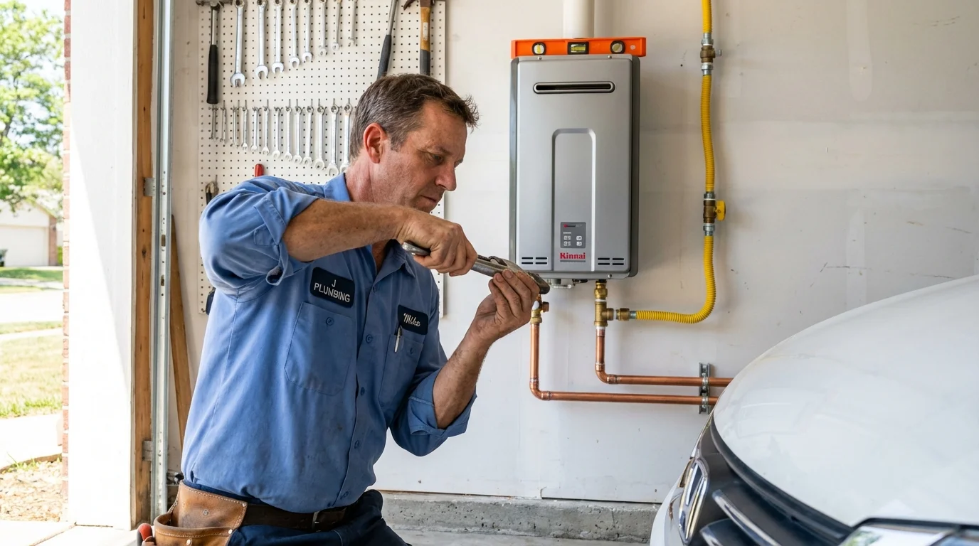Tankless water heater installation by a Johns Plumbing LLC plumber in Arco